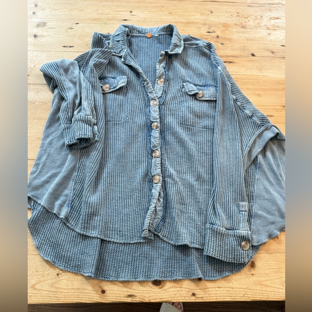 Free People waffle button up